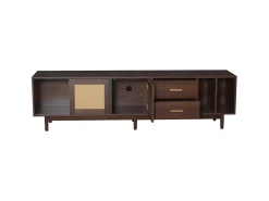 Armário de TV 190x40x52cm, Rattan marrom, com gavetas, 6 pernas, para até 75 polegadas