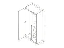 Armário Dgorett, Guarda-roupa para quarto de criança, Armário com 3 portas e 3 prateleiras com barra para cabide, 90x52h200 cm, Cinza e Verde Aqua