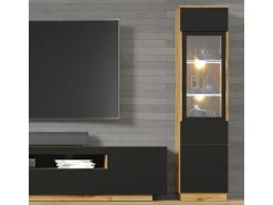 Armário expositor de 2 portas Aurus em madeira e preto