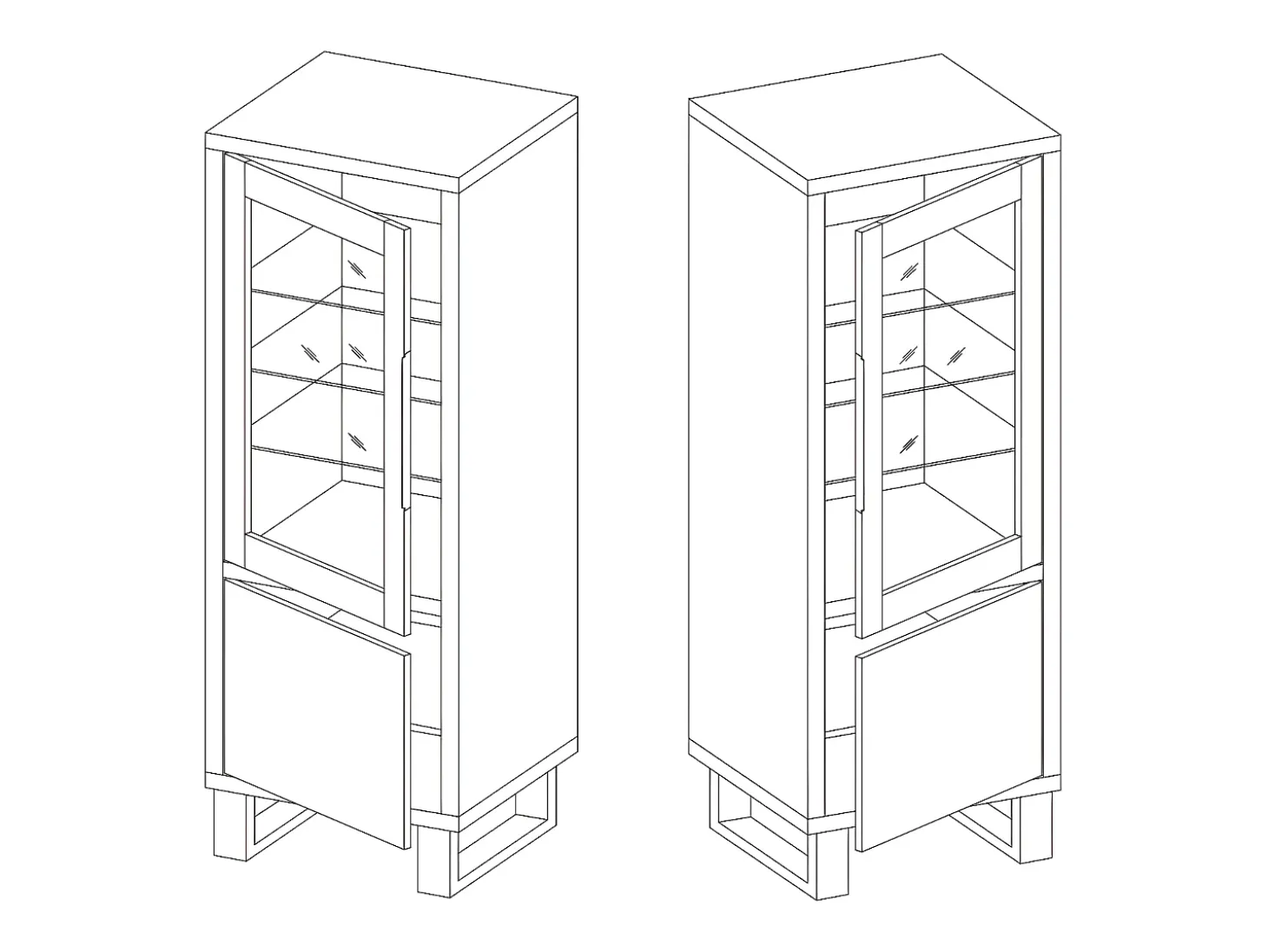 Armário expositor de 2 portas Eden em madeira e metal