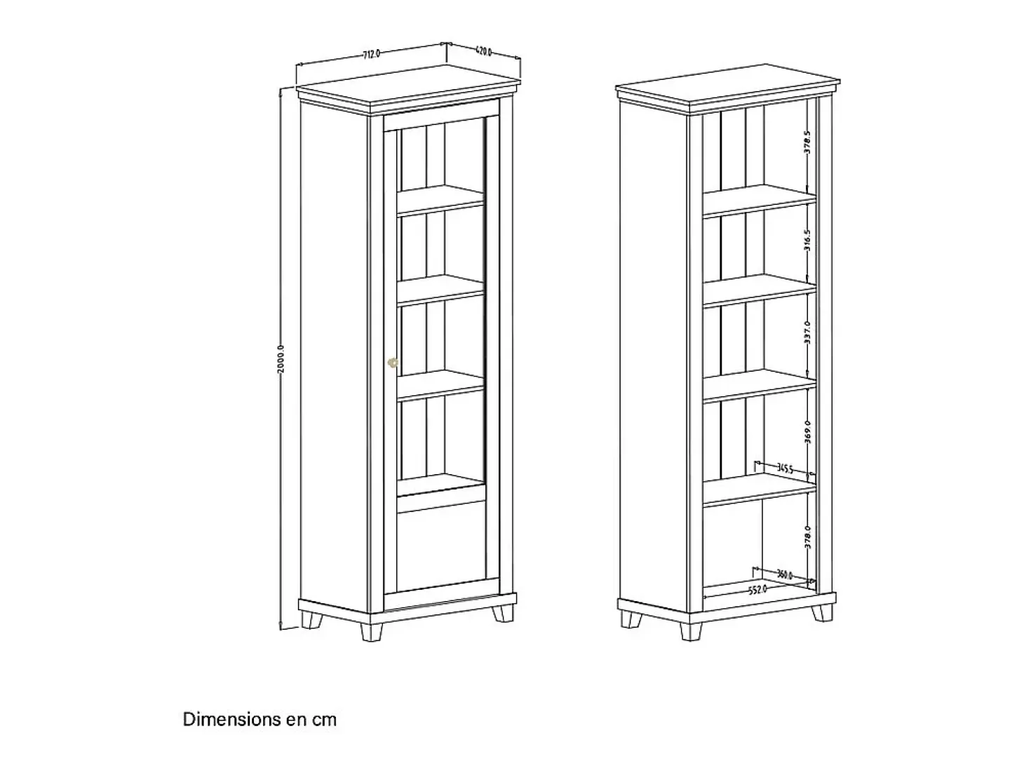 Armário expositor de 1 porta, abertura à direita Martin Vert et Bois