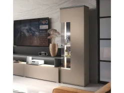Armário expositor de 1 porta Opio Taupe e Antracite