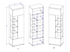 Armário expositor de 1 porta Opio Taupe e Antracite