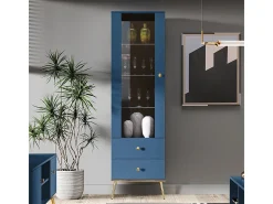 Armário expositor de 1 porta e 2 gavetas Thalia Blue