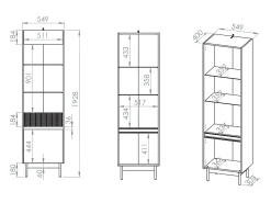 Armário expositor de 2 portas Connie Cashmere e madeira