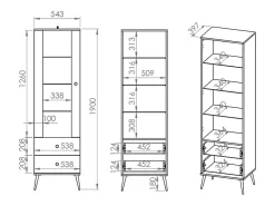 Armário expositor de 1 porta e 2 gavetas Thalia Green