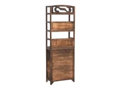 Armário expositor 46x24x140 cm paulownia maciça castanho-escuro