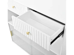 Armário giratório com tomadas, iluminação LED e painel perfurado - Branco