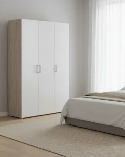 Armário grande Dmatild, Móveis de quarto, Armário, Armário de roupa, 119x51 h185 cm, Carvalho e branco mate