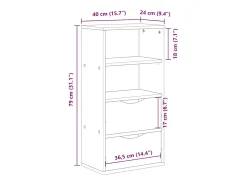 Armário lateral com gavetas 40x24x79 cm pinho de madeira maciça