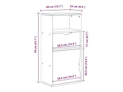 Armário lateral gaveta ODDA 40x24x79 cm pinho de madeira maciça