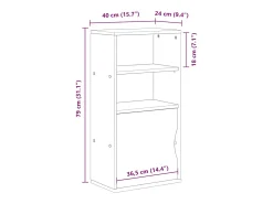 Armário lateral ODDA branco 40x24x79 cm pinho de madeira maciça