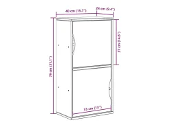 Armário lateral ODDA branco 40x24x79 cm pinho de madeira maciça