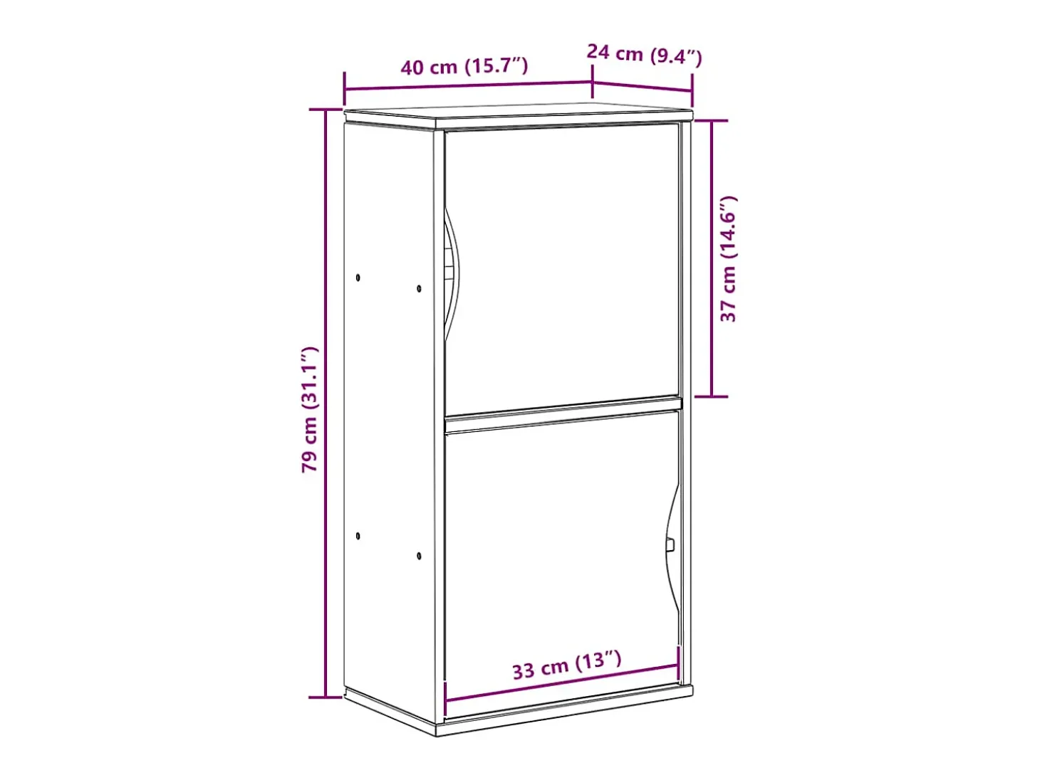 Armário lateral ODDA branco 40x24x79 cm pinho de madeira maciça