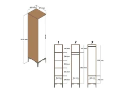 Armário multiusos Dabadi 1 porta, Armário multifunções, Sapateira, Sapateira, 40x201h48 cm, Nogueira e Antracite