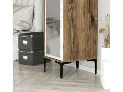 Armário multiusos Dabadi 1 porta, Móvel de parede para casa de banho ou cozinha, Armário alto multifuncional, Armário multiusos, 40x201h48 cm, Nogueira e Branco