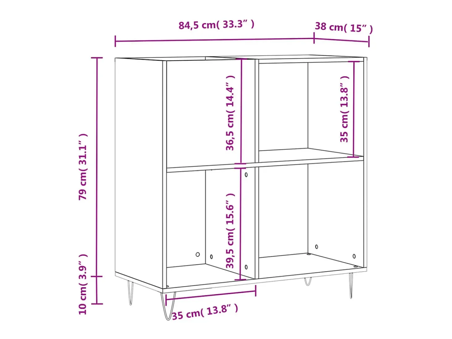 Armário p/ discos 84,5x38x89 cm derivados madeira cinza-cimento