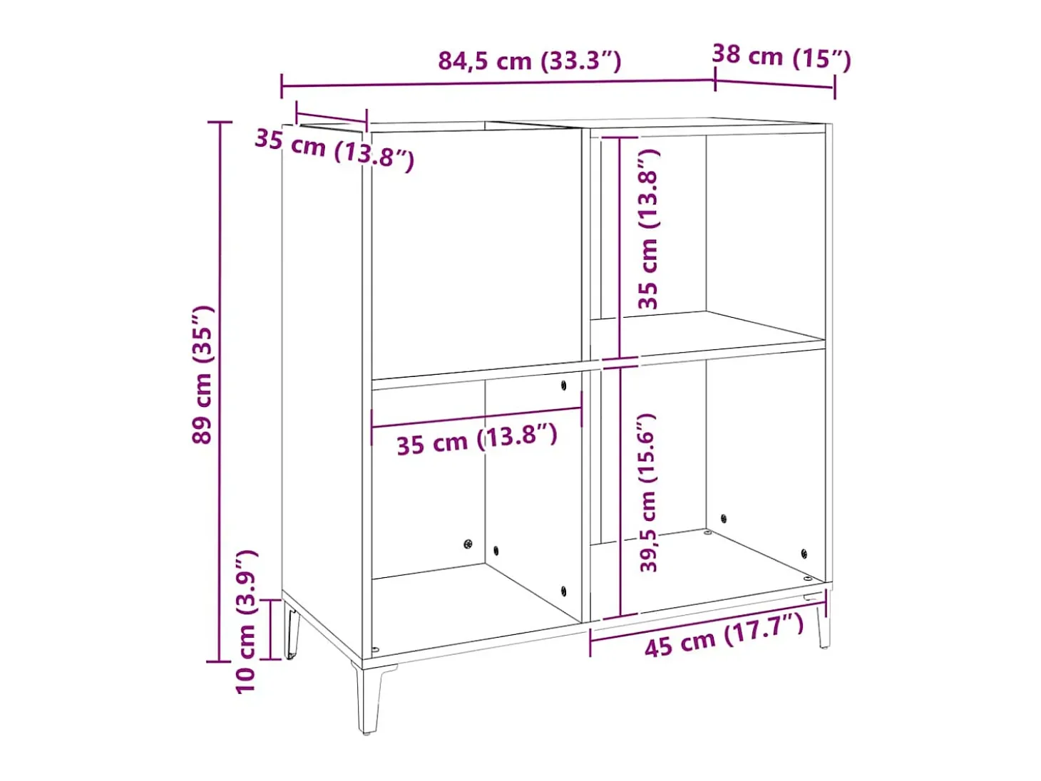 Armário p/ discos 84,5x38x89 cm derivados madeira cinza sonoma