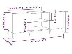 Armário p/ discos 121x38x48cm derivados madeira cinzento sonoma