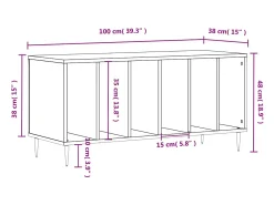 Armário p/ discos 100x38x48cm derivados madeira cinzento sonoma