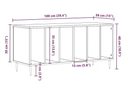 Armário p/ discos 100x38x48cm derivados madeira carvalho sonoma