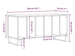 Armário p/ discos 100x38x48cm derivados madeira cinzento sonoma