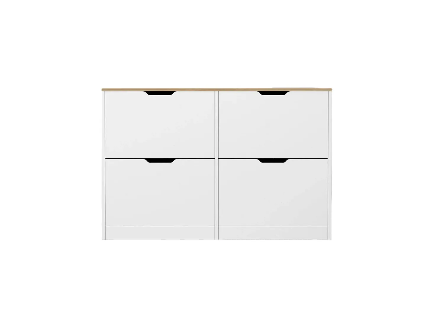 Armário para calçados com 4 compartimentos rebatíveis - Branco e natural - LOTULA