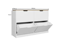 Armário para calçados com 4 compartimentos rebatíveis - Branco e natural - LOTULA
