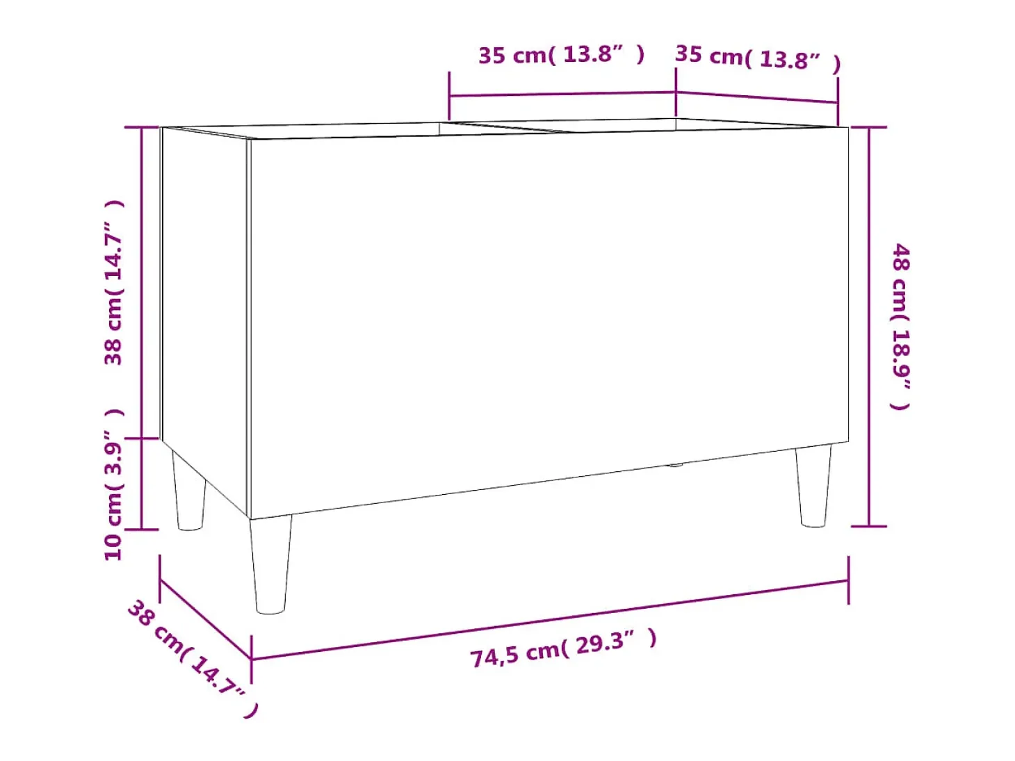 Armário para discos 74,5x38x48 cm derivados de madeira branco