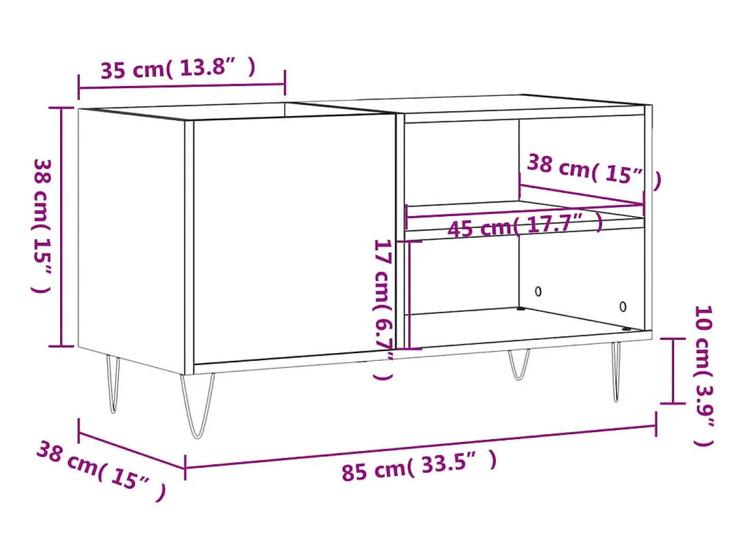 Armário para discos 85x38x48 cm derivados de madeira branco