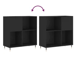 Armário para discos 84,5x38x89 cm derivados de madeira preto