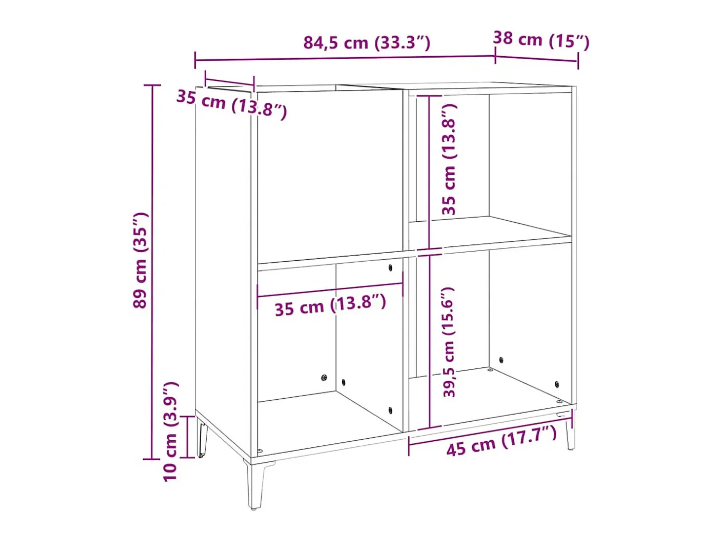 Armário para discos 84,5x38x89 cm derivados de madeira preto