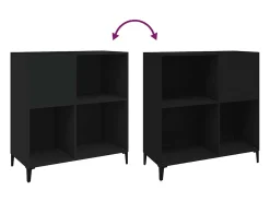 Armário para discos 84,5x38x89 cm derivados de madeira preto