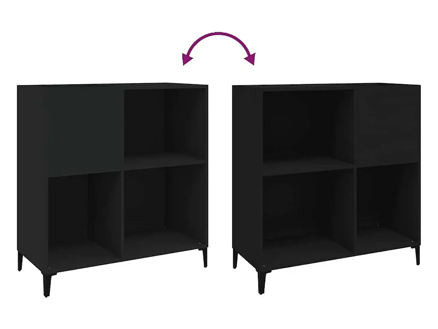 Armário para discos 84,5x38x89 cm derivados de madeira preto