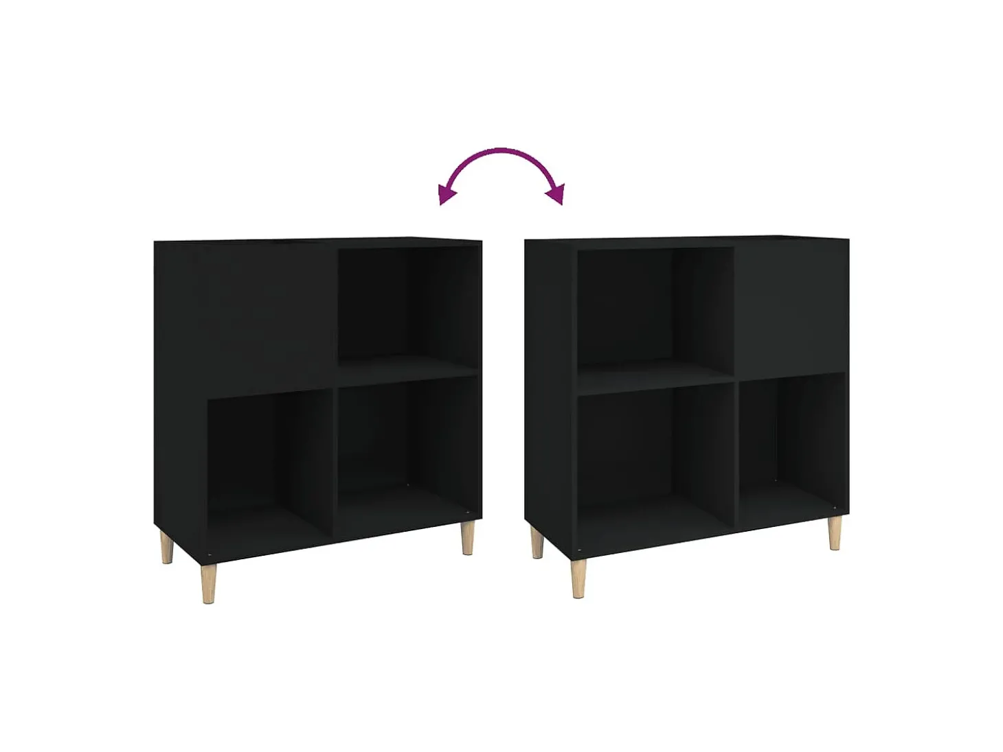 Armário para discos 84,5x38x89 cm derivados de madeira preto
