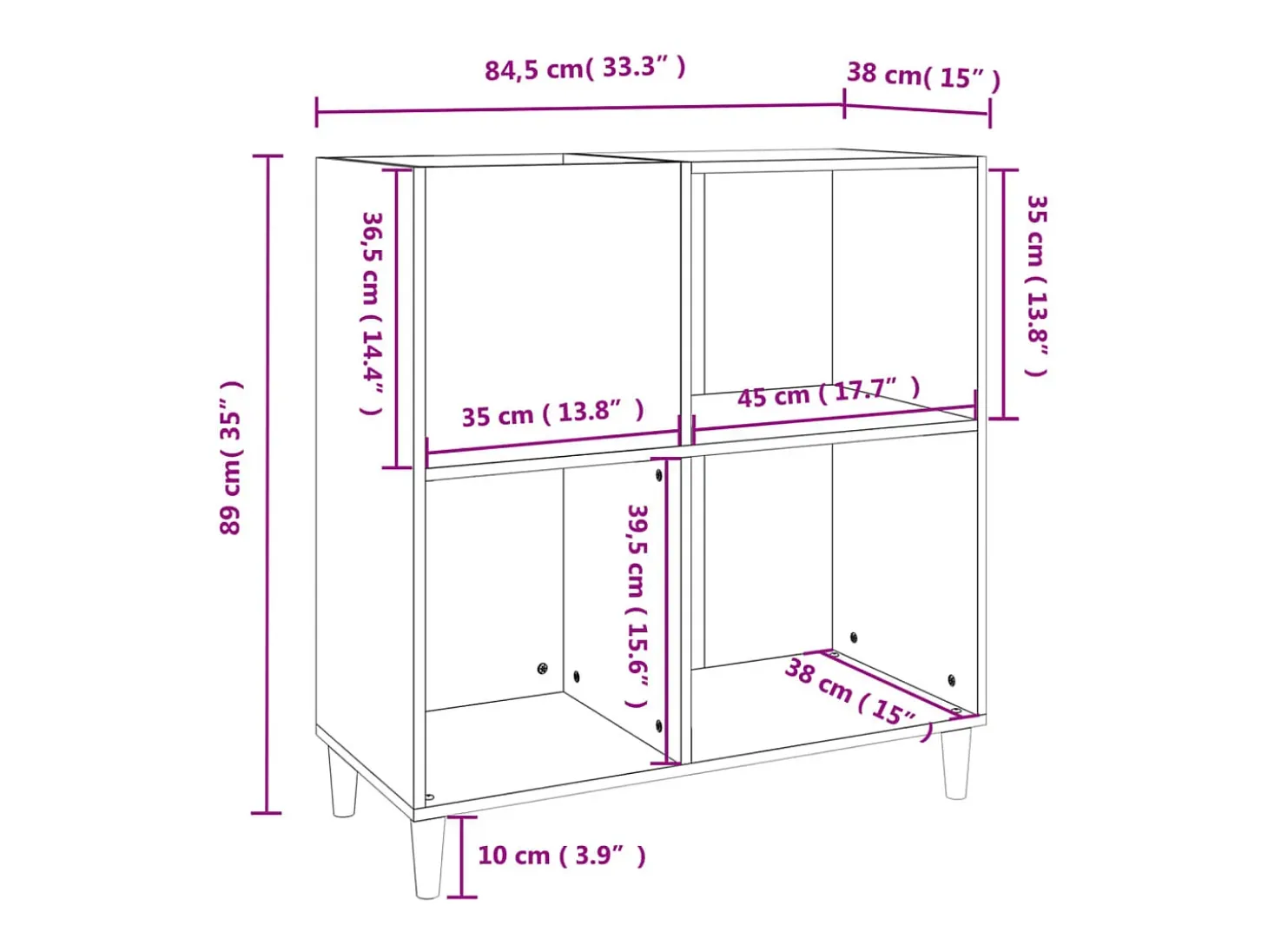Armário para discos 84,5x38x89 cm derivados de madeira preto