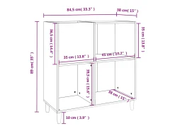 Armário para discos 84,5x38x89 cm derivados de madeira branco