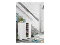 Armário para sapatos Basic de 2 portas e 6 prateleiras de armazenamento - Branco - L101 cm