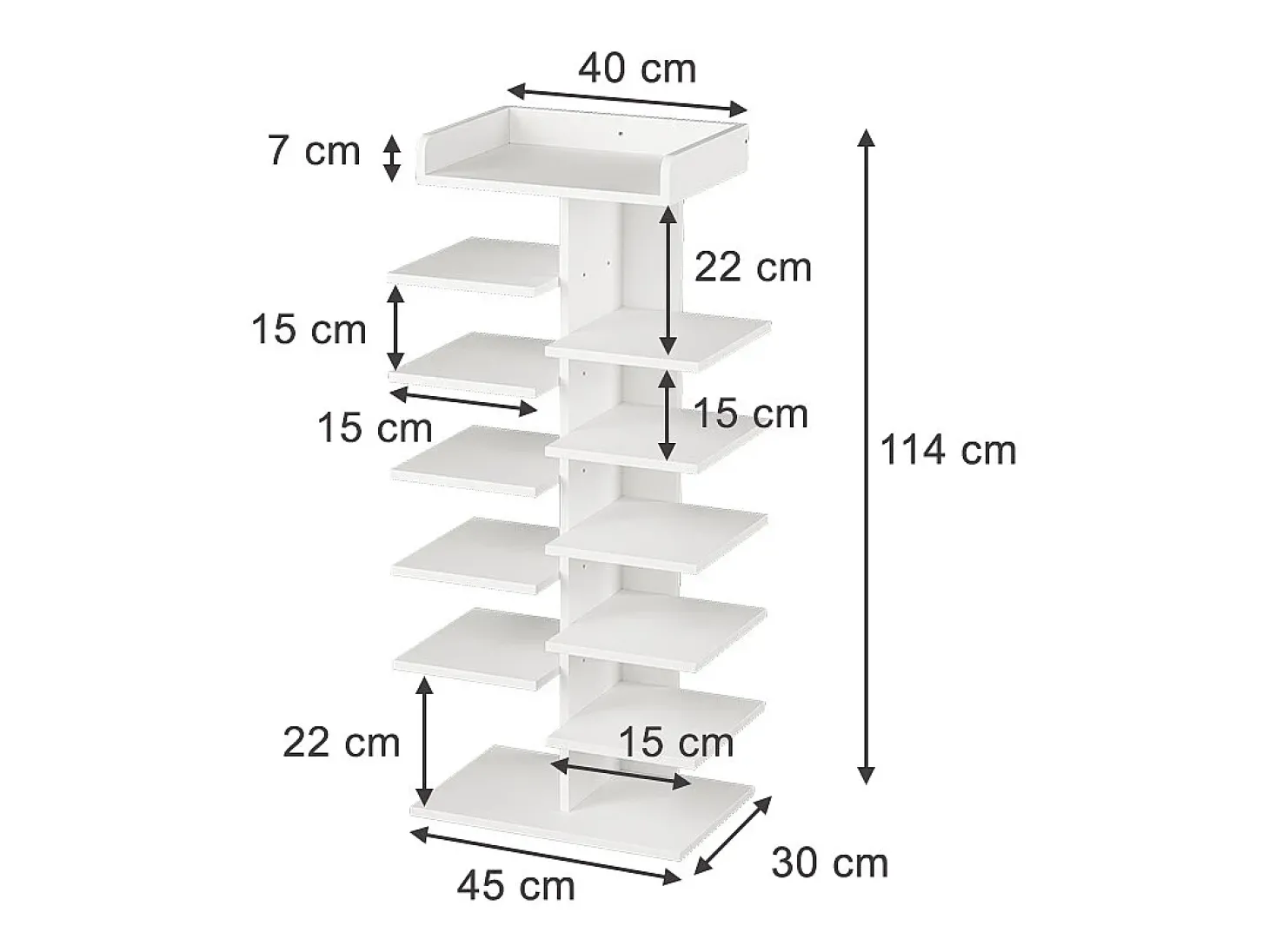 Armário para sapatos branco 45x30x114 stepy