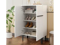 Armário para sapatos branco com 2 portas - prateleiras ajustáveis ​​​​60 × 34,5 x 95 cm