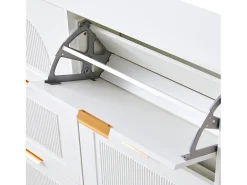Armário para sapatos branco com 6 portas basculantes, 118x25x115 cm
