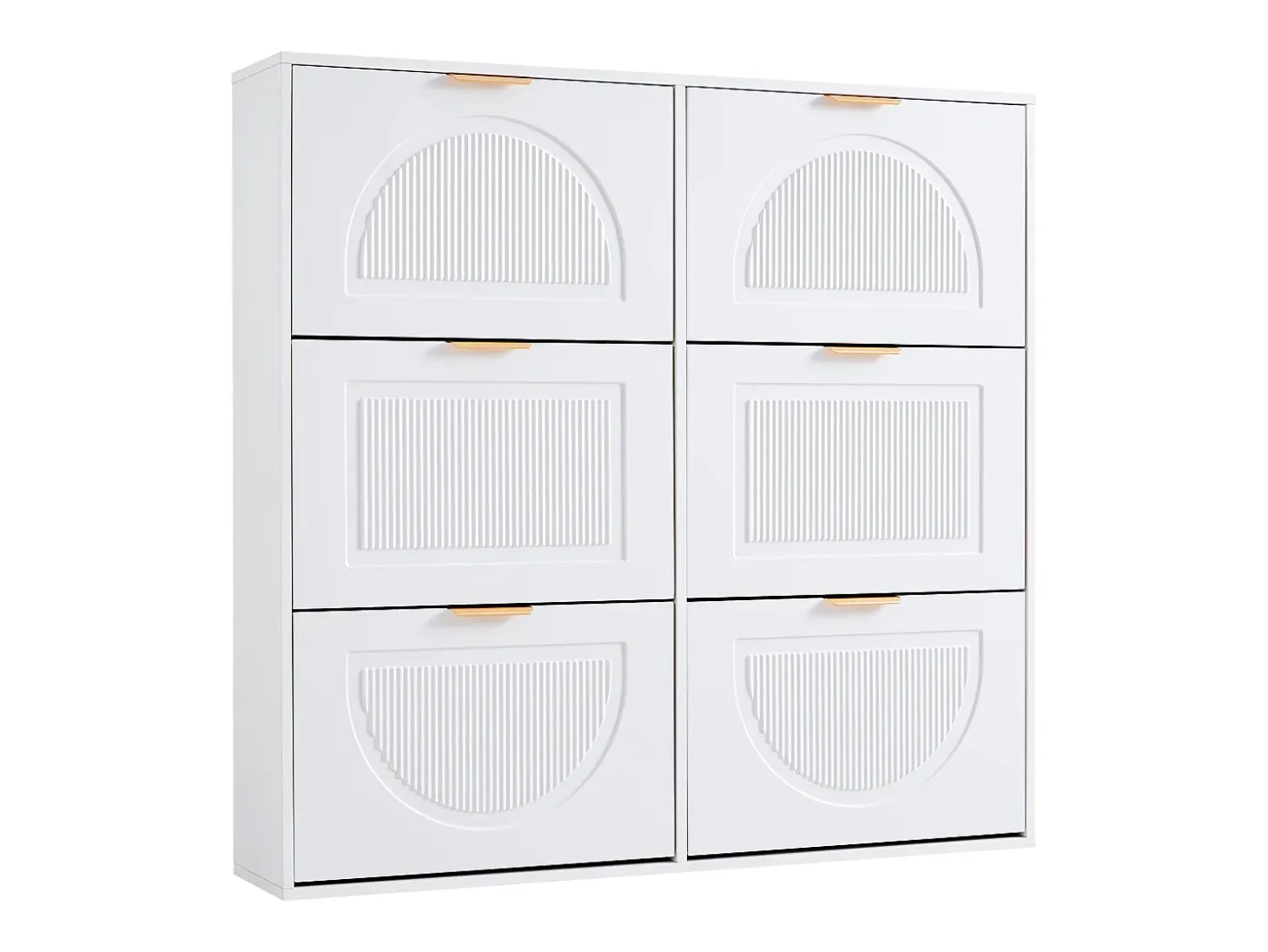 Armário para sapatos branco com 6 portas basculantes, 118x25x115 cm