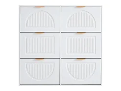 Armário para sapatos branco com 6 portas basculantes, 118x25x115 cm