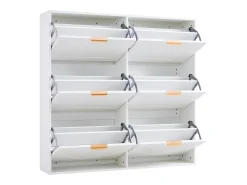 Armário para sapatos branco com 6 portas basculantes, 118x25x115 cm
