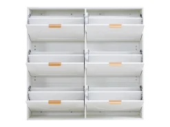 Armário para sapatos branco com 6 portas basculantes, 118x25x115 cm