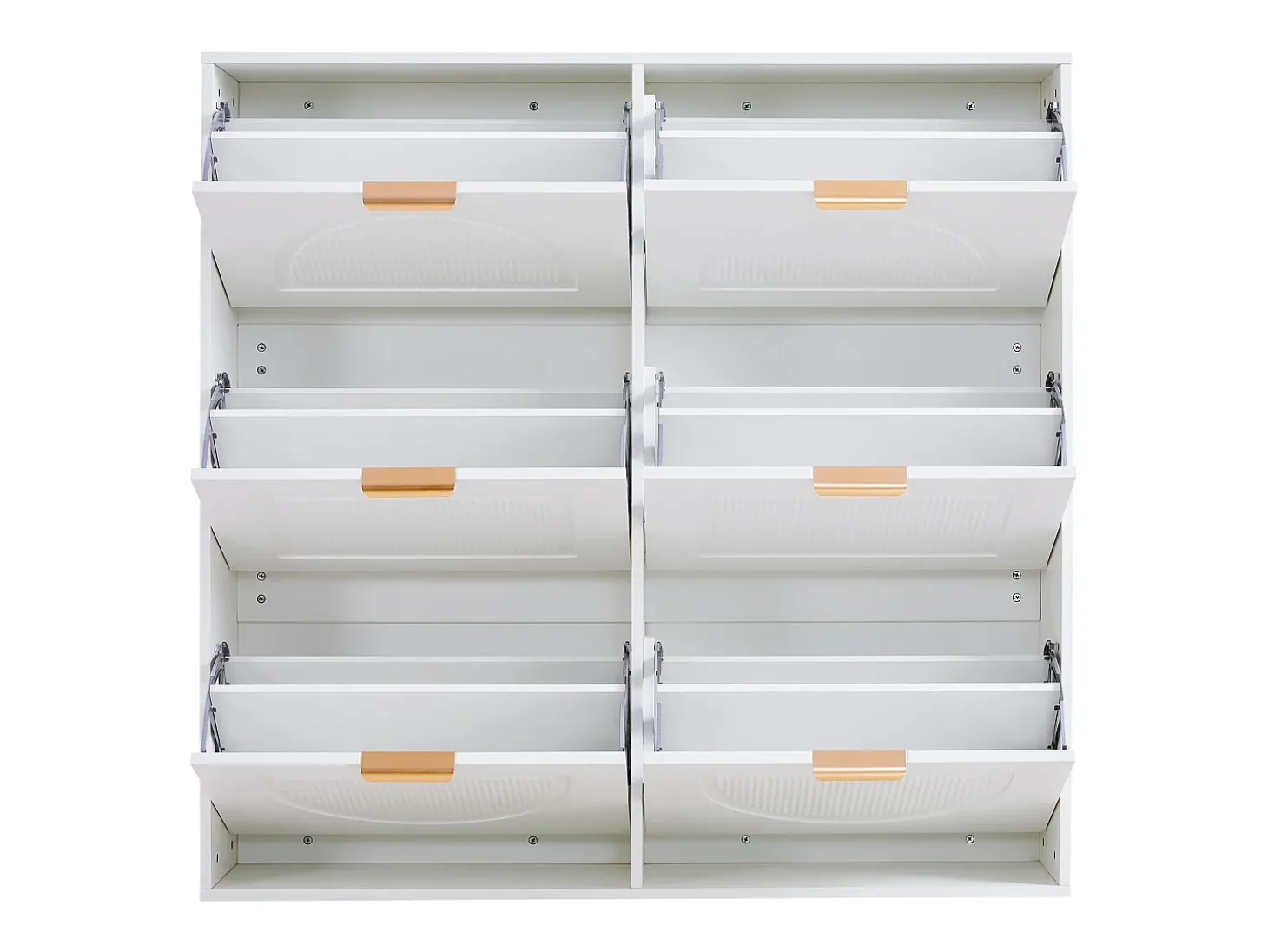 Armário para sapatos branco com 6 portas basculantes, 118x25x115 cm