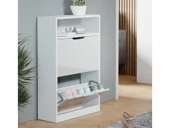 Armário para sapatos branco/branco brilhante 59x22x89.5 luca