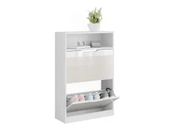 Armário para sapatos branco/branco brilhante 59x22x89.5 luca