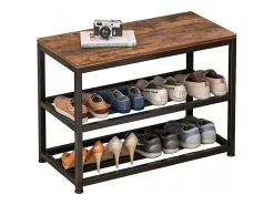 ARMÁRIO PARA SAPATOS COM ASSENTO GRANDE PRATELEIRA INDUSTRIAL LOFT MADEIRA RETRO 62 CM