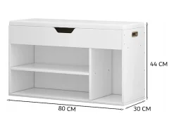 ARMÁRIO PARA SAPATOS COM ASSENTO DE MADEIRA ARMAZÉM 3 PRATELEIRAS ABRIR BRANCO 80 CM